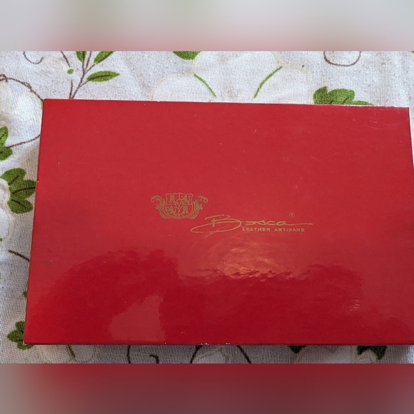 Vintage black leather Bosca card holder/bill holder and to do lists. new withbox - Picture 2 of 3